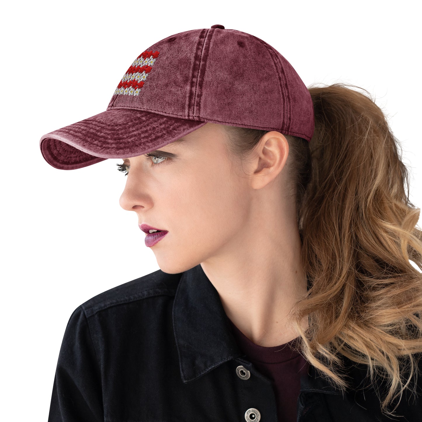 Flower USA flag embroidered Vintage Cotton Twill Cap